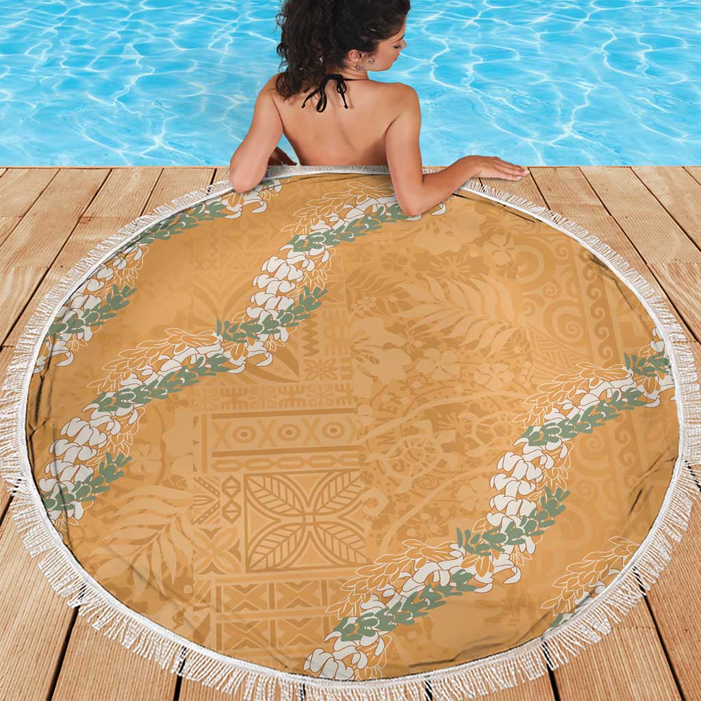 Aloha Pakalana and Puakenikeni Lei Beach Blanket Gold Hawaiian Pattern LT9 - Polynesian Pride