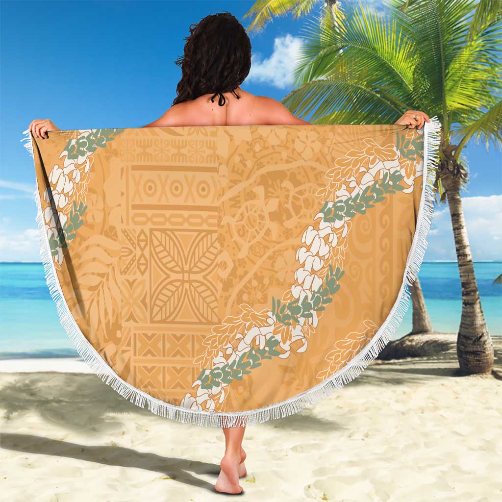 Aloha Pakalana and Puakenikeni Lei Beach Blanket Gold Hawaiian Pattern LT9 - Polynesian Pride