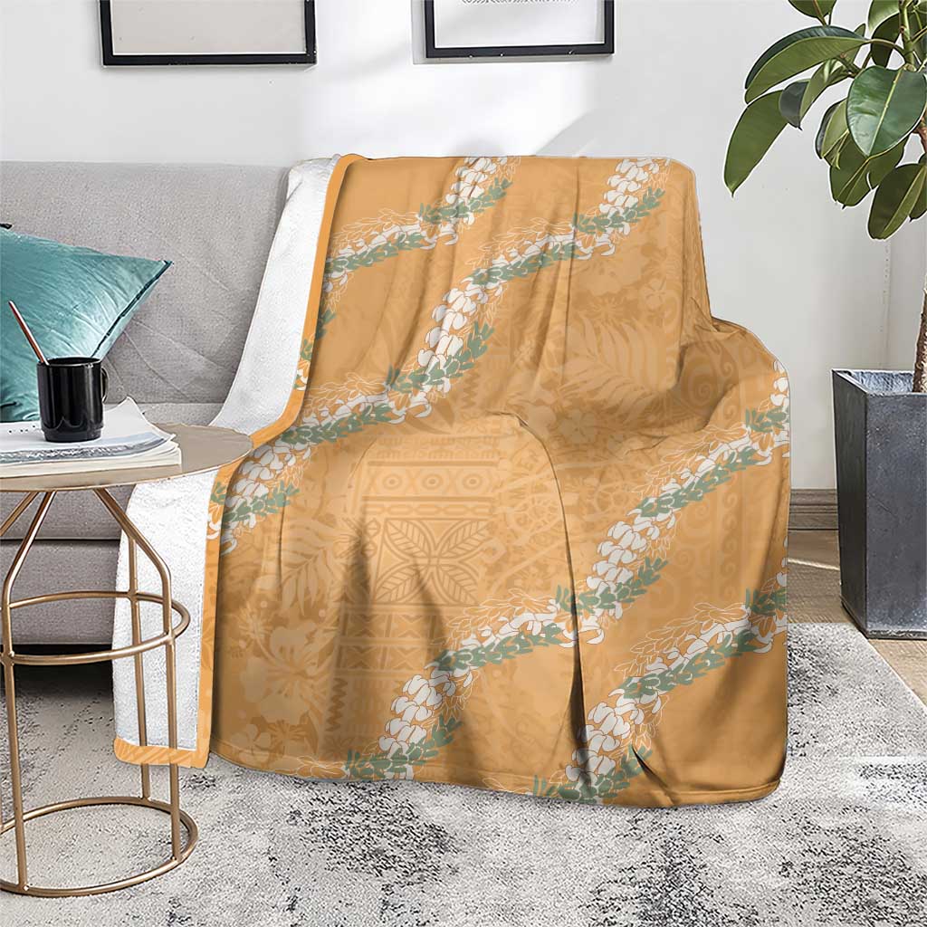 Aloha Pakalana and Puakenikeni Lei Blanket Gold Hawaiian Pattern LT9 - Polynesian Pride
