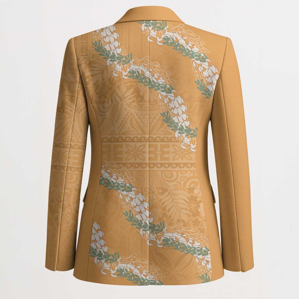 Aloha Pakalana and Puakenikeni Lei Blazer Gold Hawaiian Pattern LT9 - Polynesian Pride