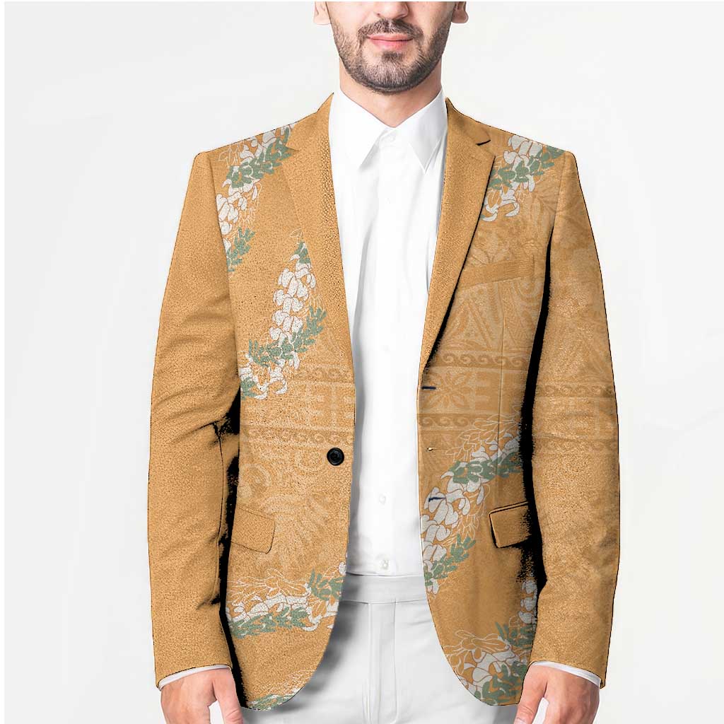Aloha Pakalana and Puakenikeni Lei Blazer Gold Hawaiian Pattern LT9 - Polynesian Pride