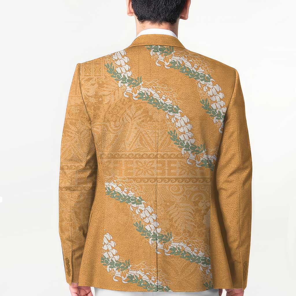 Aloha Pakalana and Puakenikeni Lei Blazer Gold Hawaiian Pattern LT9 - Polynesian Pride