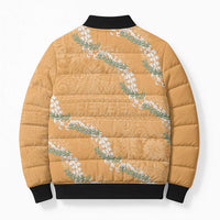 Aloha Pakalana and Puakenikeni Lei Bomber Puffer Jacket Gold Hawaiian Pattern LT9 - Polynesian Pride