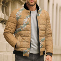 Aloha Pakalana and Puakenikeni Lei Bomber Puffer Jacket Gold Hawaiian Pattern LT9 - Polynesian Pride