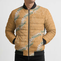 Aloha Pakalana and Puakenikeni Lei Bomber Puffer Jacket Gold Hawaiian Pattern LT9 - Polynesian Pride