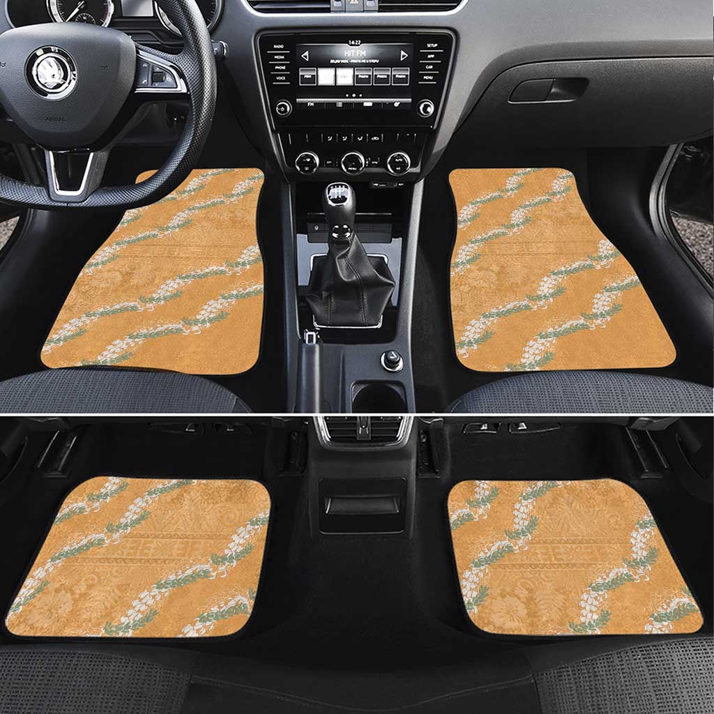 Aloha Pakalana and Puakenikeni Lei Car Mats Gold Hawaiian Pattern