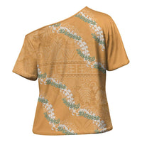Aloha Pakalana and Puakenikeni Lei Cross Shoulder Shirt Gold Hawaiian Pattern LT9 - Polynesian Pride