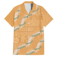 Aloha Pakalana and Puakenikeni Lei Family Matching Long Sleeve Bodycon Dress and Hawaiian Shirt Gold Hawaiian Pattern