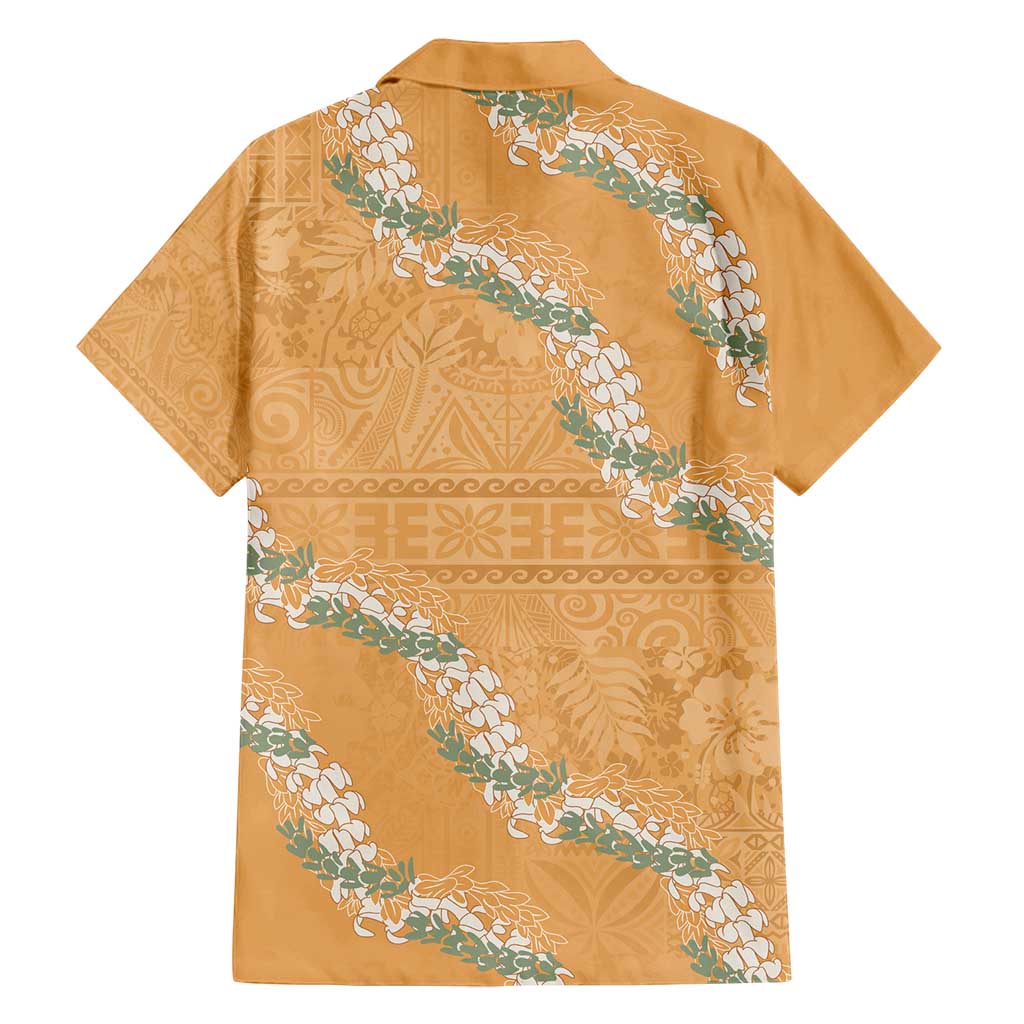 Aloha Pakalana and Puakenikeni Lei Family Matching Summer Maxi Dress and Hawaiian Shirt Gold Hawaiian Pattern