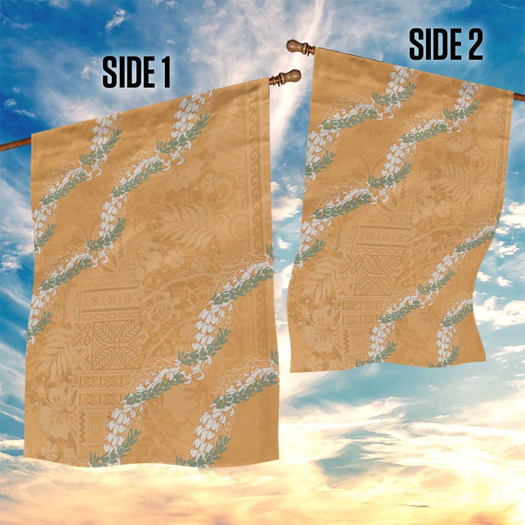 Aloha Pakalana and Puakenikeni Lei Garden Flag Gold Hawaiian Pattern