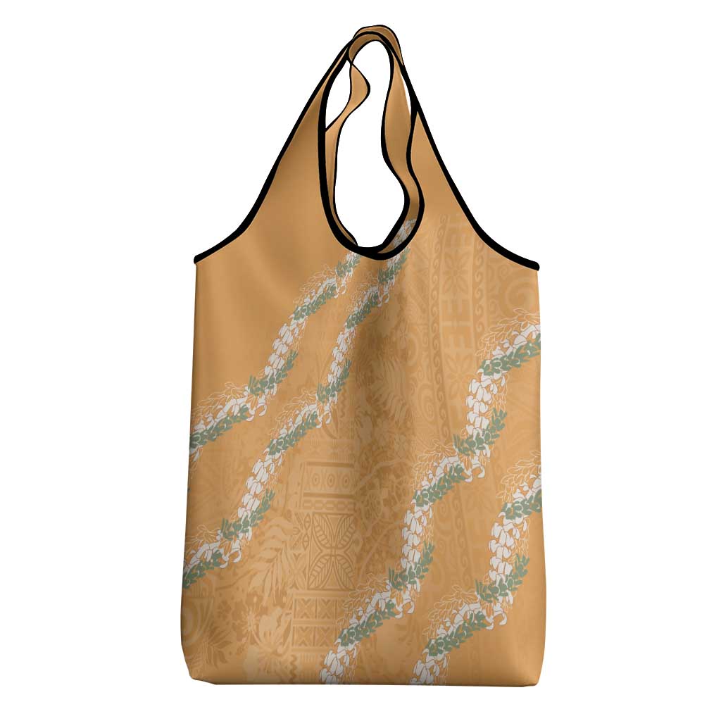 Aloha Pakalana and Puakenikeni Lei Grocery Bag Gold Hawaiian Pattern LT9 - Polynesian Pride