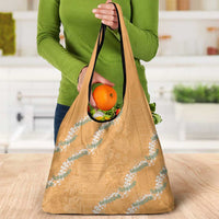 Aloha Pakalana and Puakenikeni Lei Grocery Bag Gold Hawaiian Pattern LT9 - Polynesian Pride