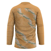 Aloha Pakalana and Puakenikeni Lei Hockey Jersey Gold Hawaiian Pattern LT9 - Polynesian Pride