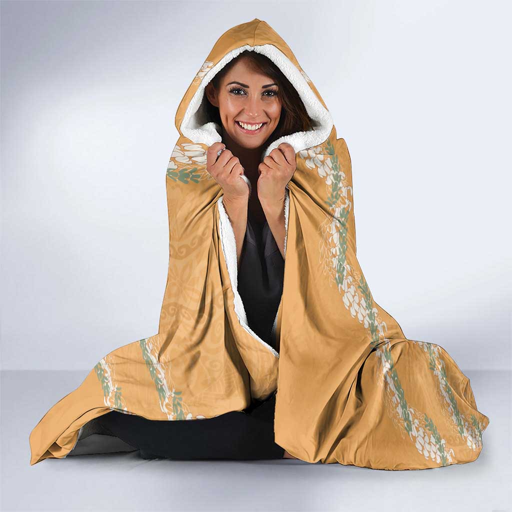 Aloha Pakalana and Puakenikeni Lei Hooded Blanket Gold Hawaiian Pattern LT9 - Polynesian Pride