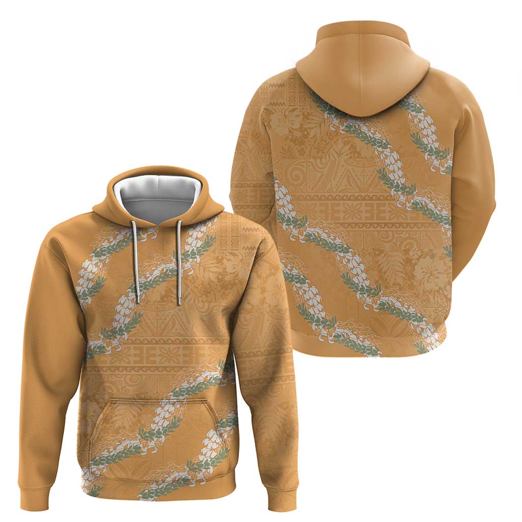 Aloha Pakalana and Puakenikeni Lei Hoodie Gold Hawaiian Pattern