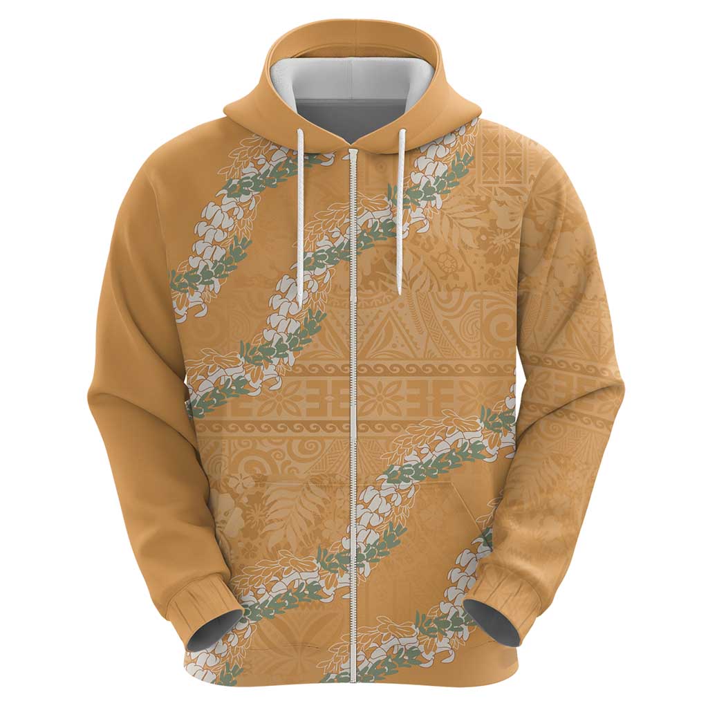 Aloha Pakalana and Puakenikeni Lei Hoodie Gold Hawaiian Pattern
