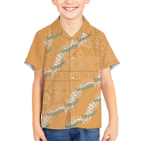 Aloha Pakalana and Puakenikeni Lei Kid Hawaiian Shirt Gold Hawaiian Pattern LT9 Kid Gold - Polynesian Pride