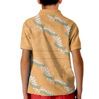 Aloha Pakalana and Puakenikeni Lei Kid Polo Shirt Gold Hawaiian Pattern