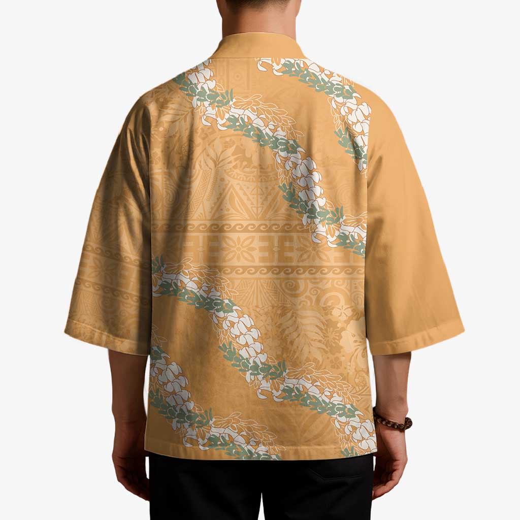 Aloha Pakalana and Puakenikeni Lei Kimono Gold Hawaiian Pattern LT9 - Polynesian Pride