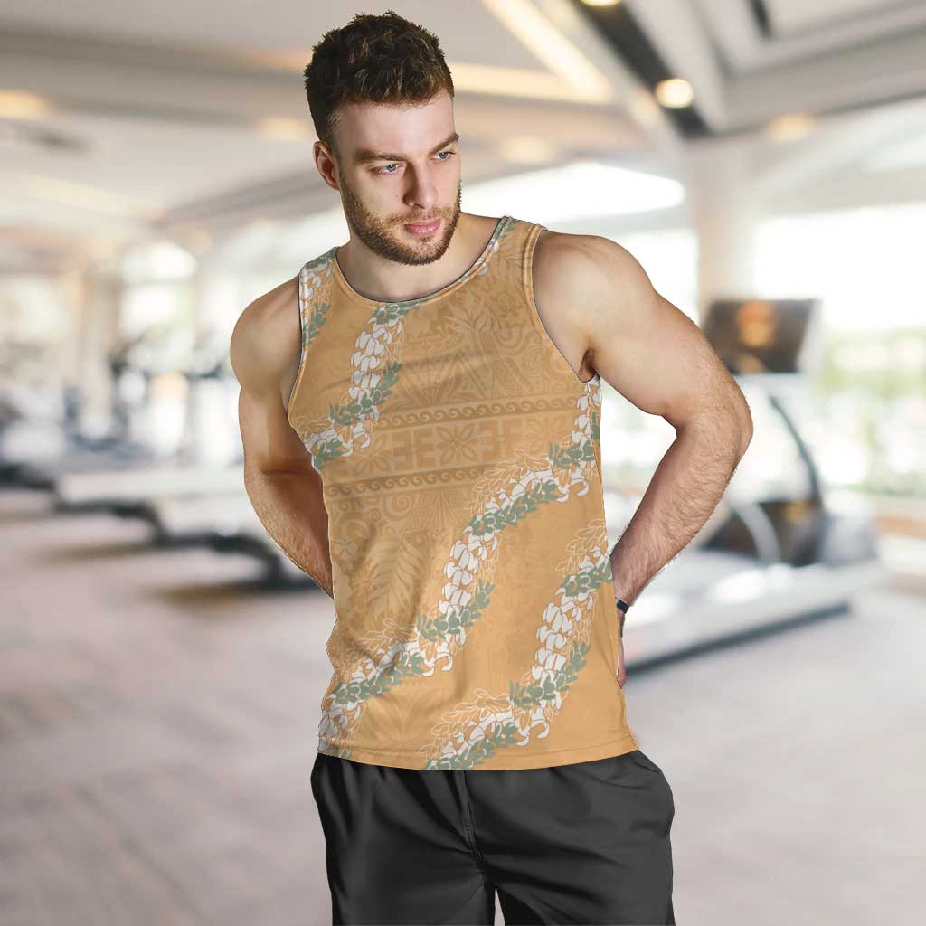 Aloha Pakalana and Puakenikeni Lei Men Tank Top Gold Hawaiian Pattern LT9 Gold - Polynesian Pride
