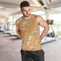 Aloha Pakalana and Puakenikeni Lei Men Tank Top Gold Hawaiian Pattern LT9 Gold - Polynesian Pride