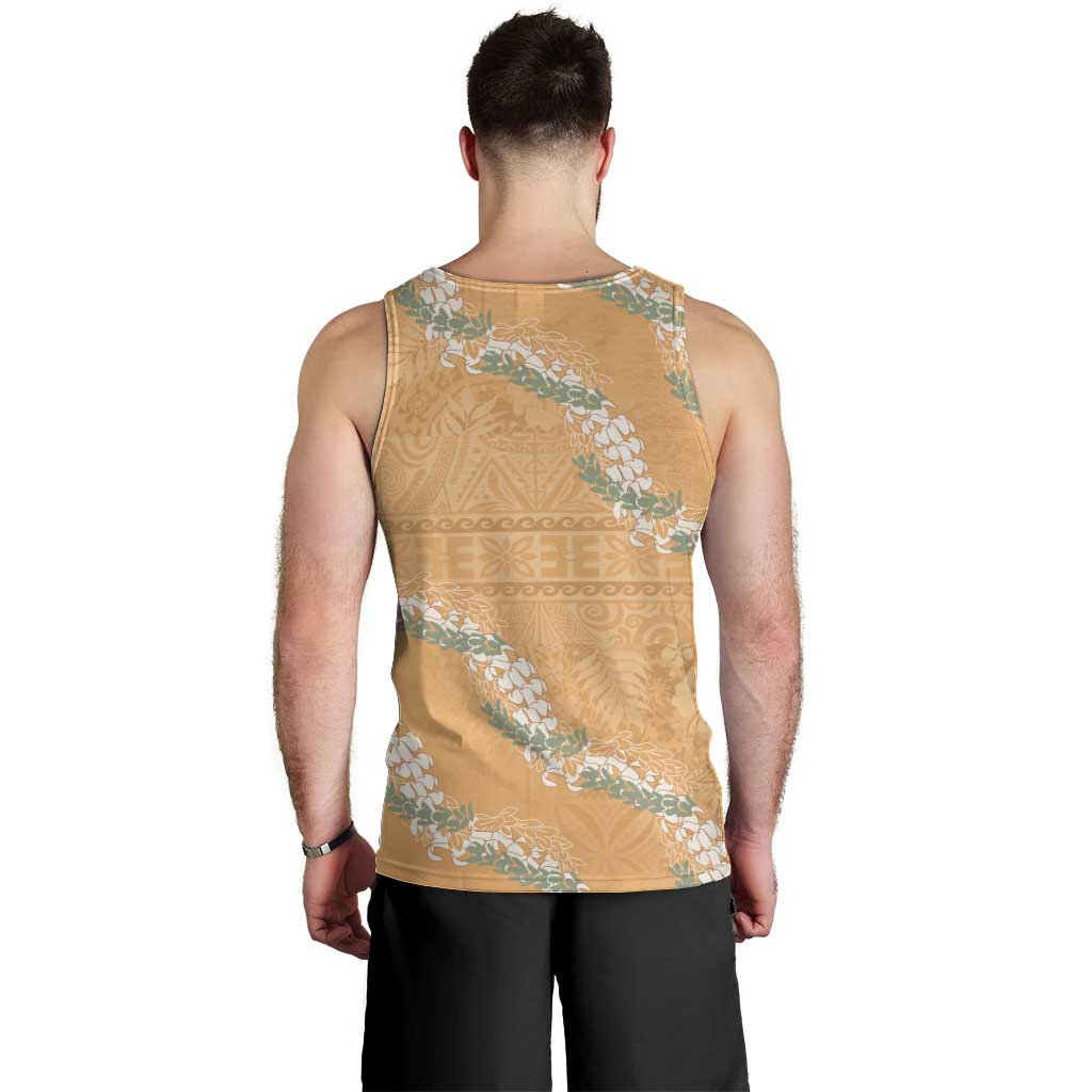 Aloha Pakalana and Puakenikeni Lei Men Tank Top Gold Hawaiian Pattern LT9 - Polynesian Pride