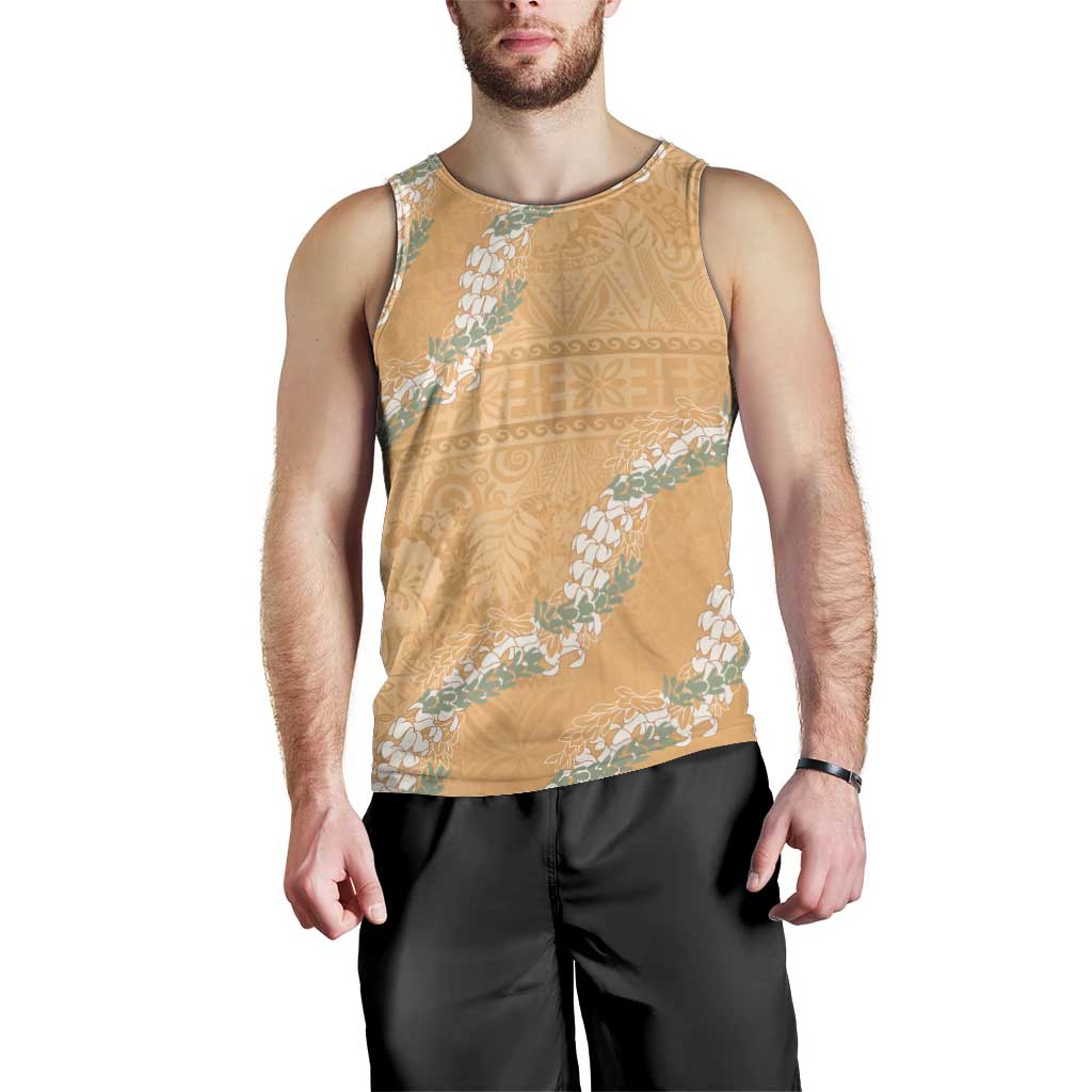 Aloha Pakalana and Puakenikeni Lei Men Tank Top Gold Hawaiian Pattern LT9 - Polynesian Pride