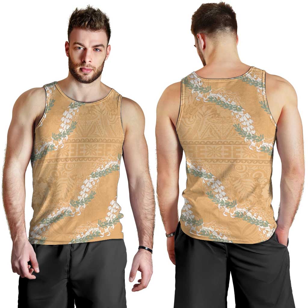 Aloha Pakalana and Puakenikeni Lei Men Tank Top Gold Hawaiian Pattern LT9 - Polynesian Pride