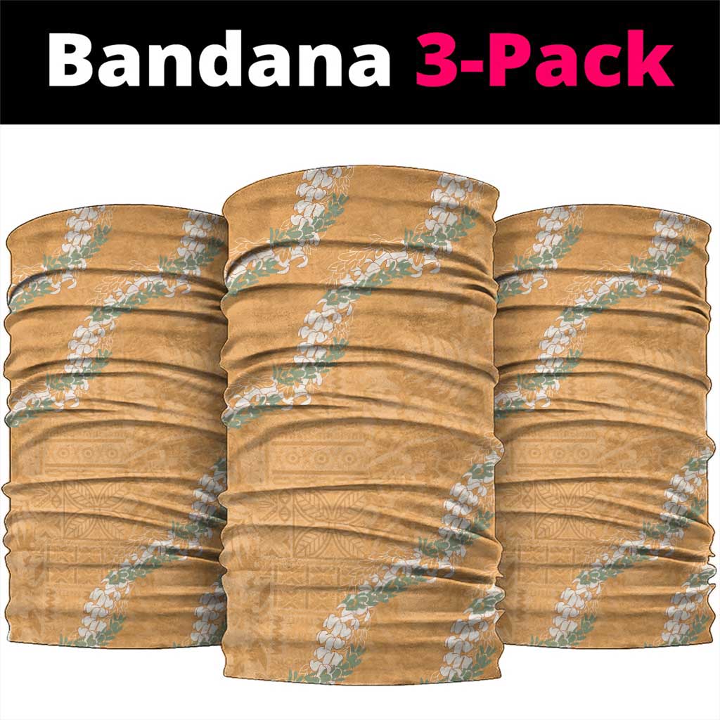 Aloha Pakalana and Puakenikeni Lei Neck Gaiter Gold Hawaiian Pattern - Polynesian Pride