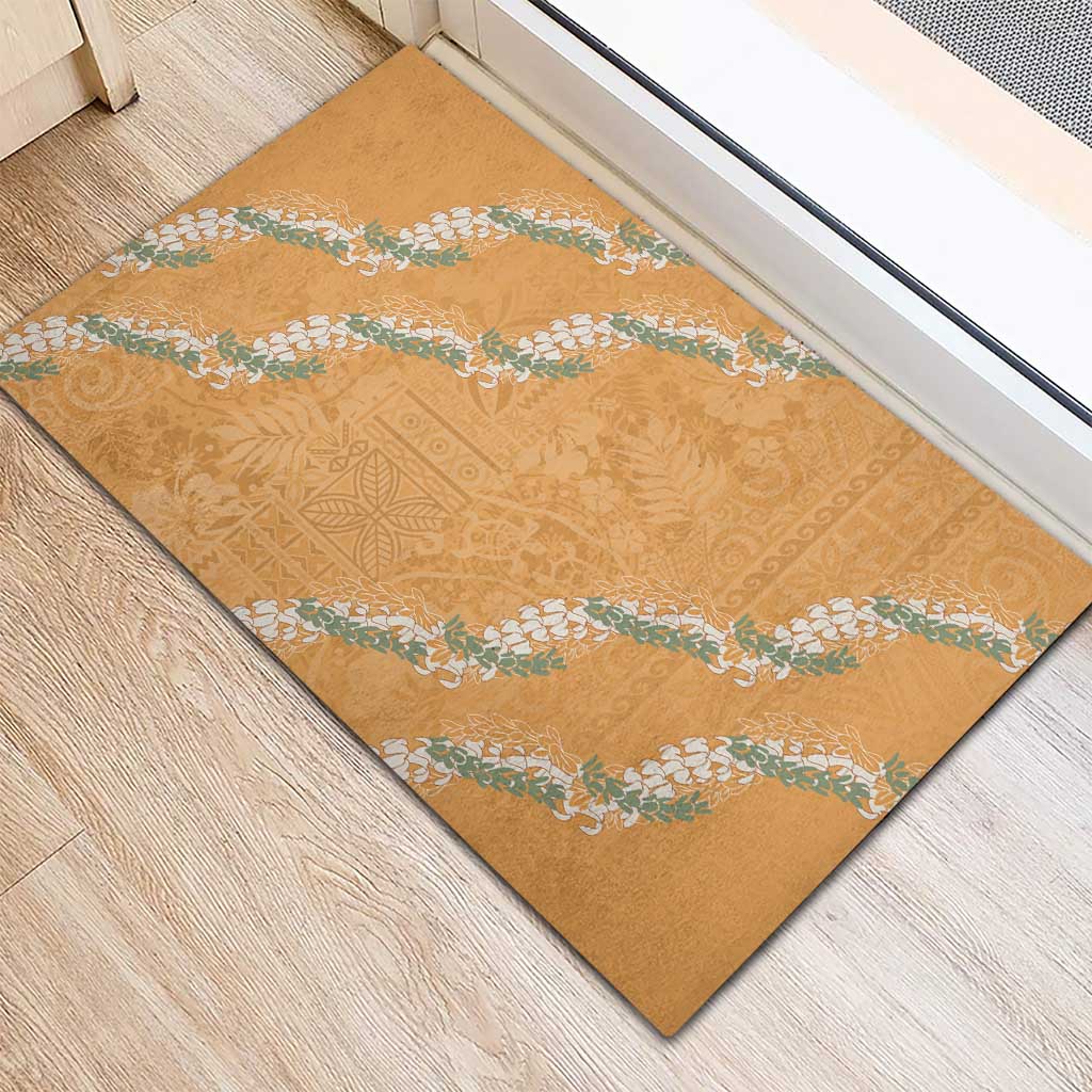 Aloha Pakalana and Puakenikeni Lei Rubber Doormat Gold Hawaiian Pattern LT9 - Polynesian Pride