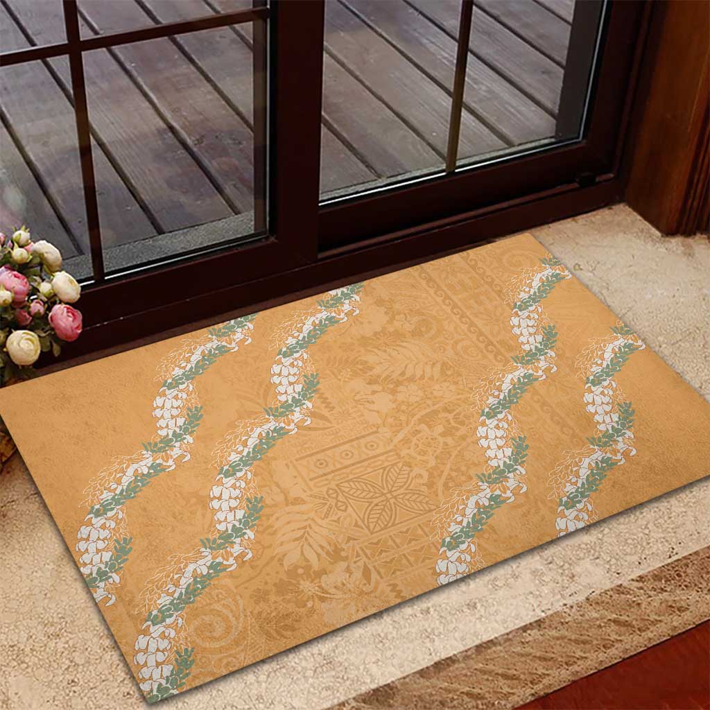 Aloha Pakalana and Puakenikeni Lei Rubber Doormat Gold Hawaiian Pattern LT9 - Polynesian Pride