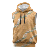 Aloha Pakalana and Puakenikeni Lei Sleeveless Hoodie Gold Hawaiian Pattern LT9 Gold - Polynesian Pride