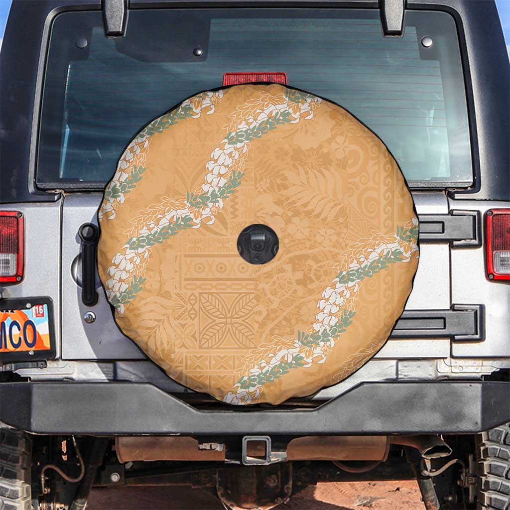 Aloha Pakalana and Puakenikeni Lei Spare Tire Cover Gold Hawaiian Pattern