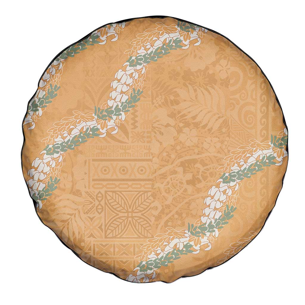 Aloha Pakalana and Puakenikeni Lei Spare Tire Cover Gold Hawaiian Pattern