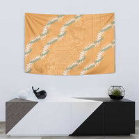 Aloha Pakalana and Puakenikeni Lei Tapestry Gold Hawaiian Pattern