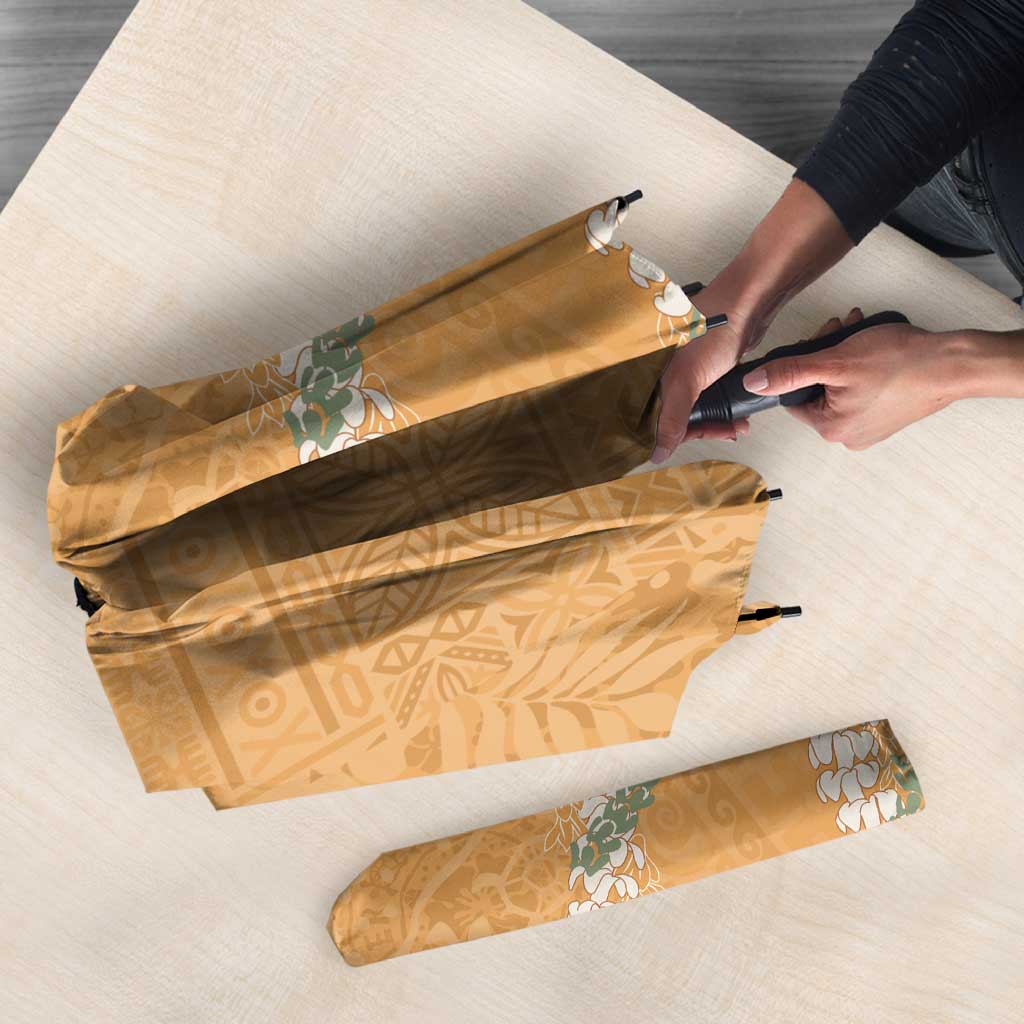 Aloha Pakalana and Puakenikeni Lei Umbrella Gold Hawaiian Pattern LT9 - Polynesian Pride