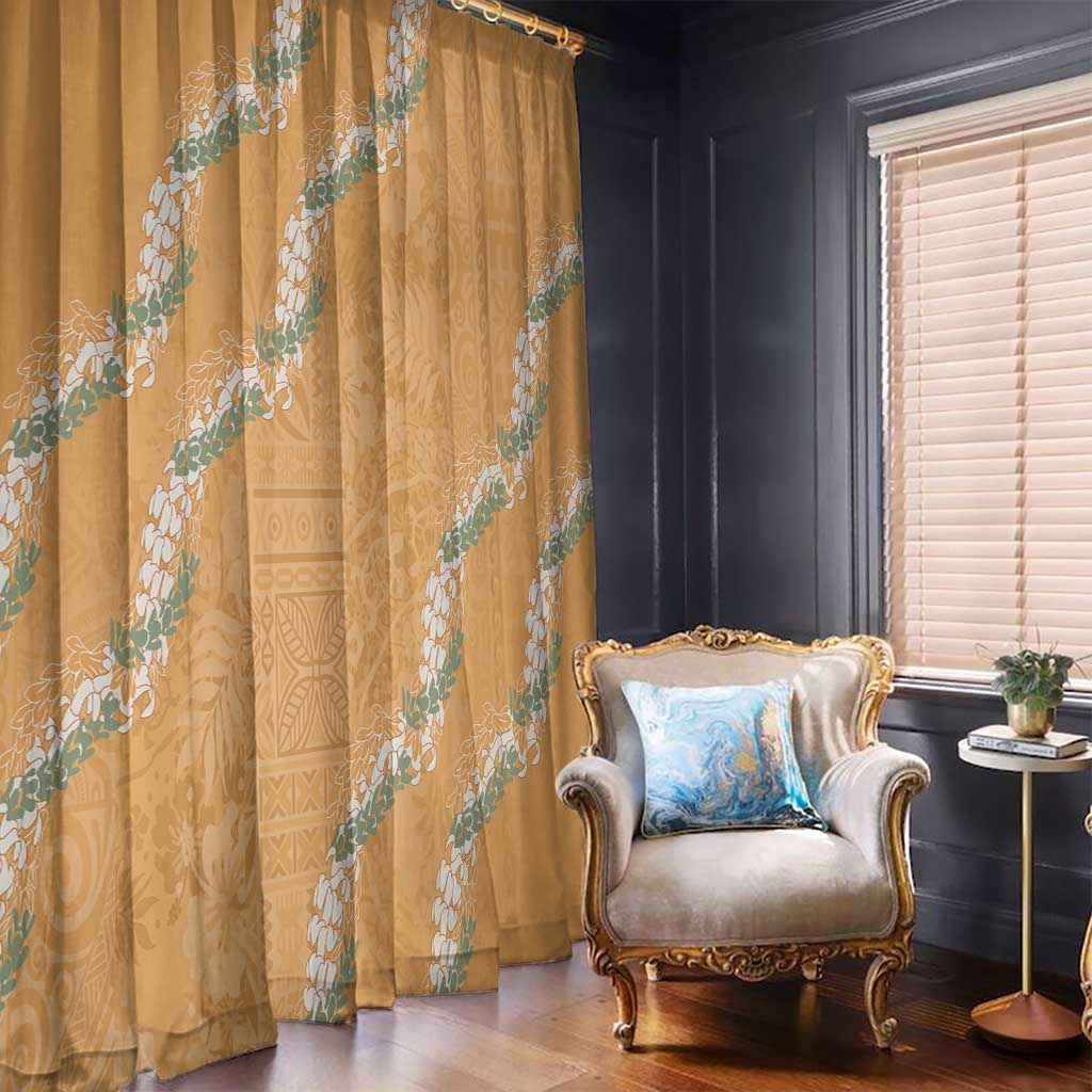 Aloha Pakalana and Puakenikeni Lei Window Curtain Gold Hawaiian Pattern LT9 - Polynesian Pride
