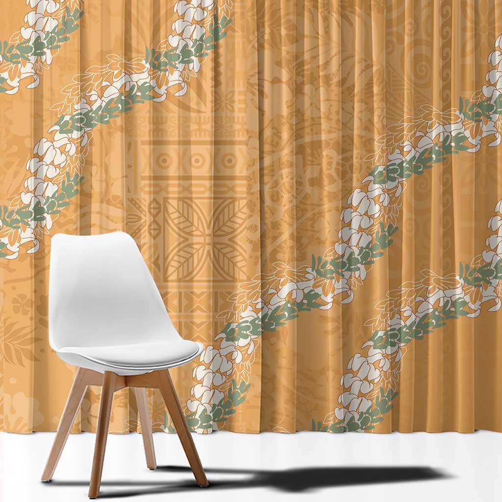Aloha Pakalana and Puakenikeni Lei Window Curtain Gold Hawaiian Pattern LT9 - Polynesian Pride