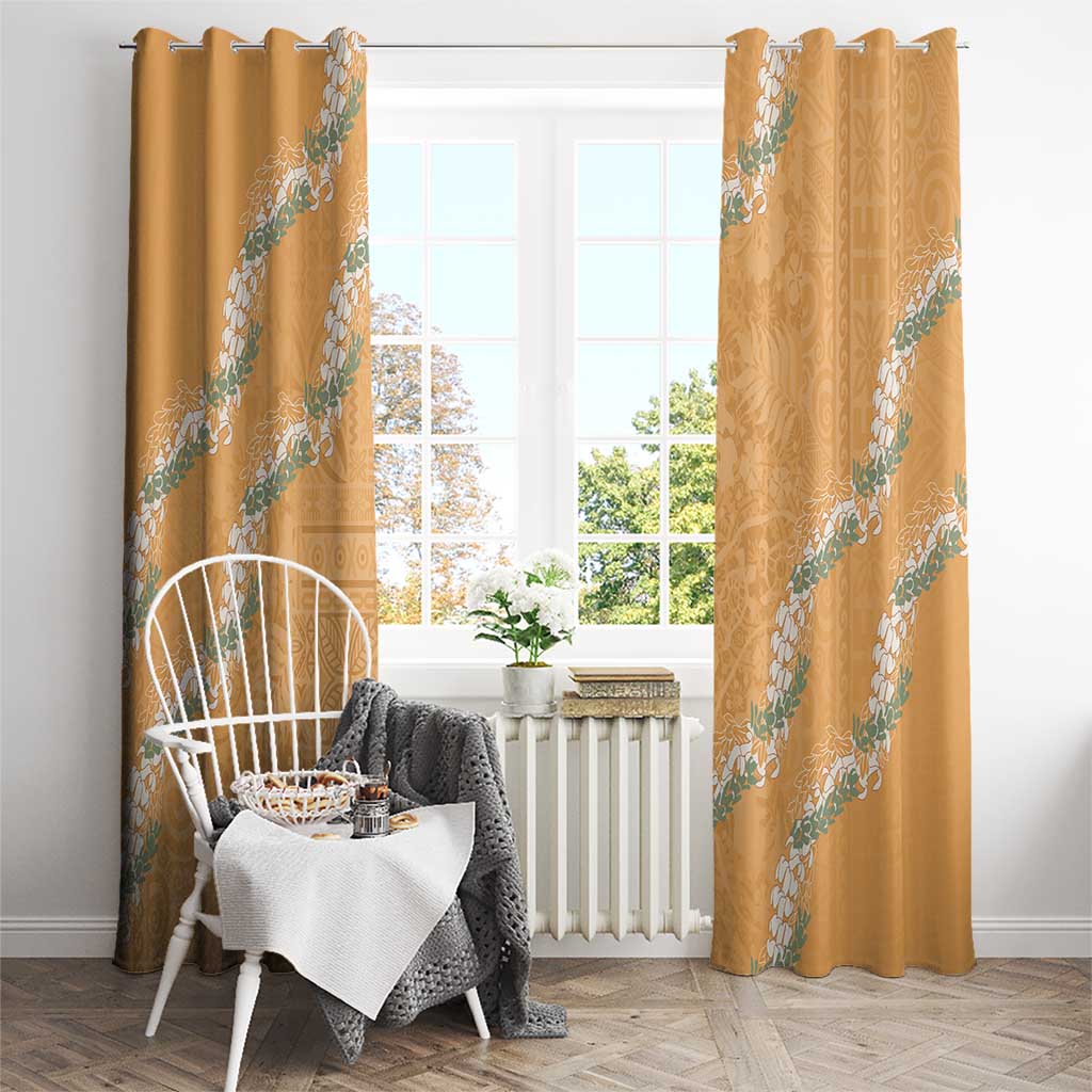 Aloha Pakalana and Puakenikeni Lei Window Curtain Gold Hawaiian Pattern LT9 - Polynesian Pride