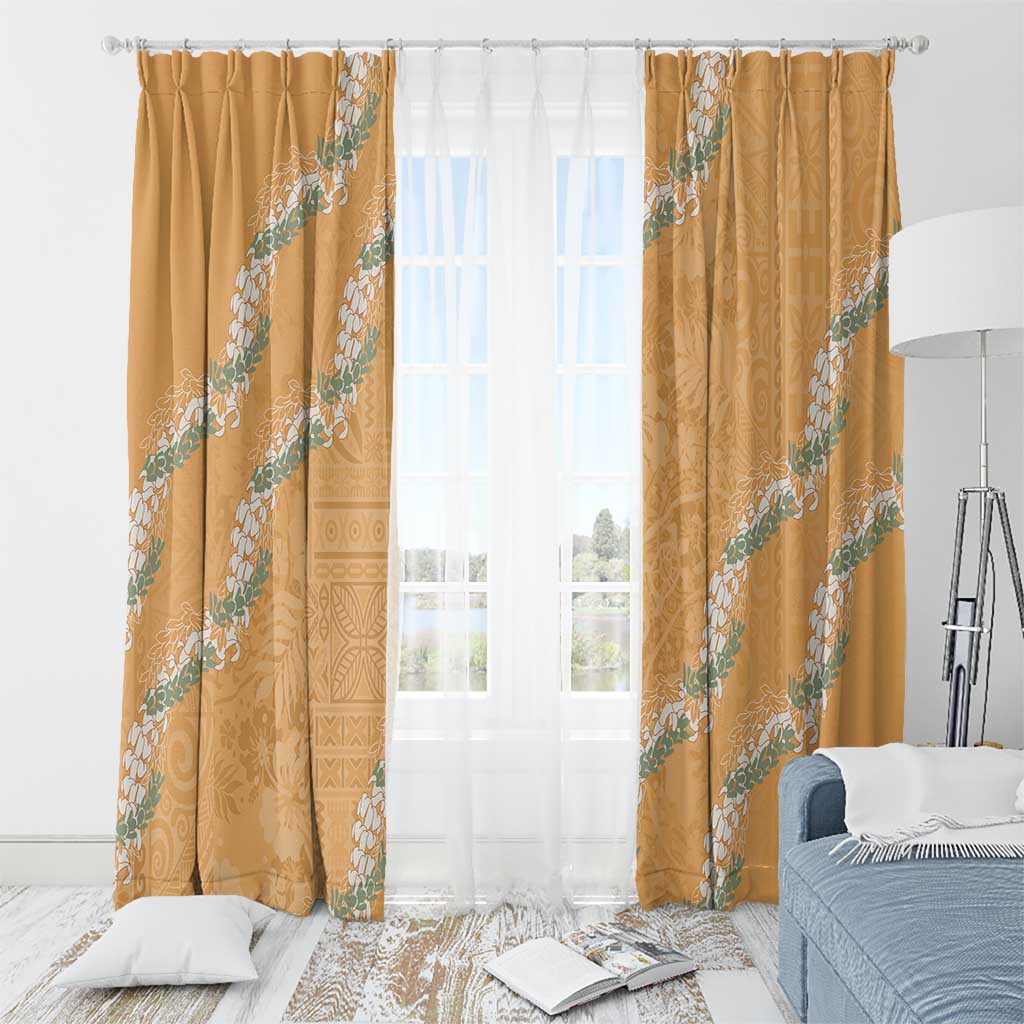 Aloha Pakalana and Puakenikeni Lei Window Curtain Gold Hawaiian Pattern LT9 - Polynesian Pride