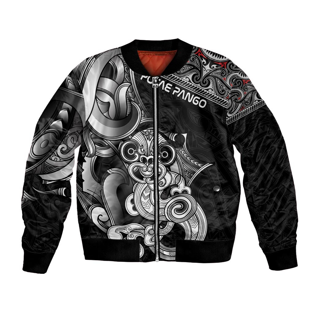 Personalised New Zealand Potae Pango Cricket Bomber Jacket Special Maori Hei Tiki Tribal Tattoo LT9 Unisex Black - Polynesian Pride