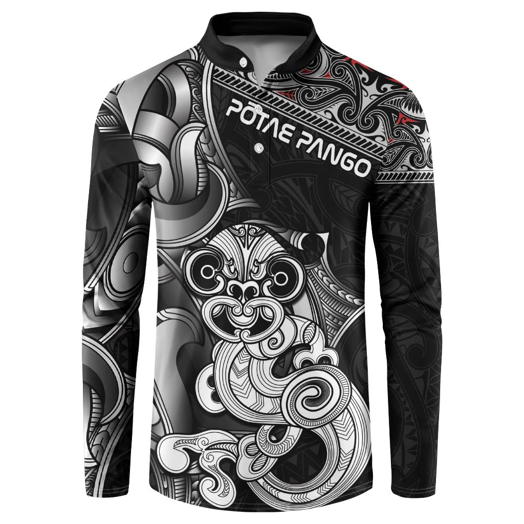 Personalised New Zealand Potae Pango Cricket Button Sweatshirt Special Maori Hei Tiki Tribal Tattoo LT9 Black - Polynesian Pride