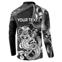 Personalised New Zealand Potae Pango Cricket Button Sweatshirt Special Maori Hei Tiki Tribal Tattoo