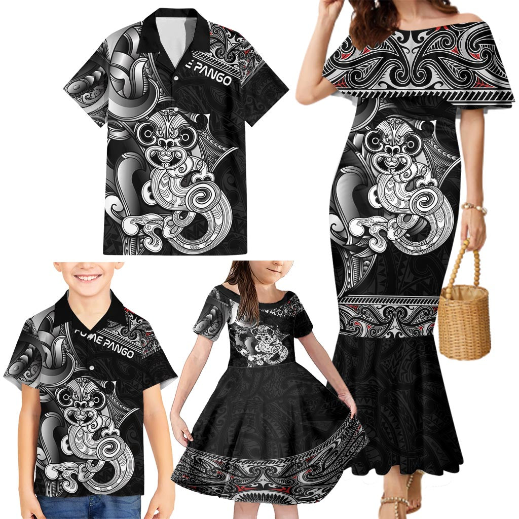 Personalised New Zealand Potae Pango Cricket Family Matching Mermaid Dress and Hawaiian Shirt Special Maori Hei Tiki Tribal Tattoo LT9 - Polynesian Pride