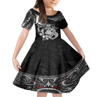 Personalised New Zealand Potae Pango Cricket Family Matching Off Shoulder Maxi Dress and Hawaiian Shirt Special Maori Hei Tiki Tribal Tattoo