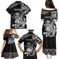 Personalised New Zealand Potae Pango Cricket Family Matching Puletasi and Hawaiian Shirt Special Maori Hei Tiki Tribal Tattoo