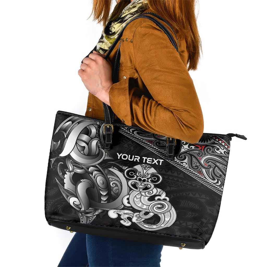 Personalised New Zealand Potae Pango Cricket Leather Tote Bag Special Maori Hei Tiki Tribal Tattoo LT9 Black - Polynesian Pride
