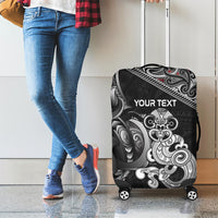 Personalised New Zealand Potae Pango Cricket Luggage Cover Special Maori Hei Tiki Tribal Tattoo