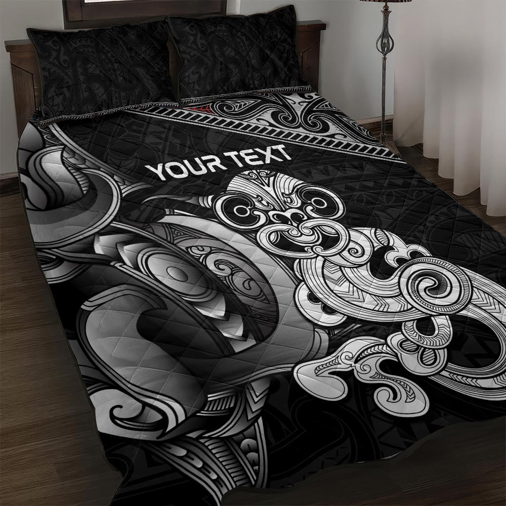 Personalised New Zealand Potae Pango Cricket Quilt Bed Set Special Maori Hei Tiki Tribal Tattoo