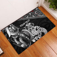 Personalised New Zealand Potae Pango Cricket Rubber Doormat Special Maori Hei Tiki Tribal Tattoo